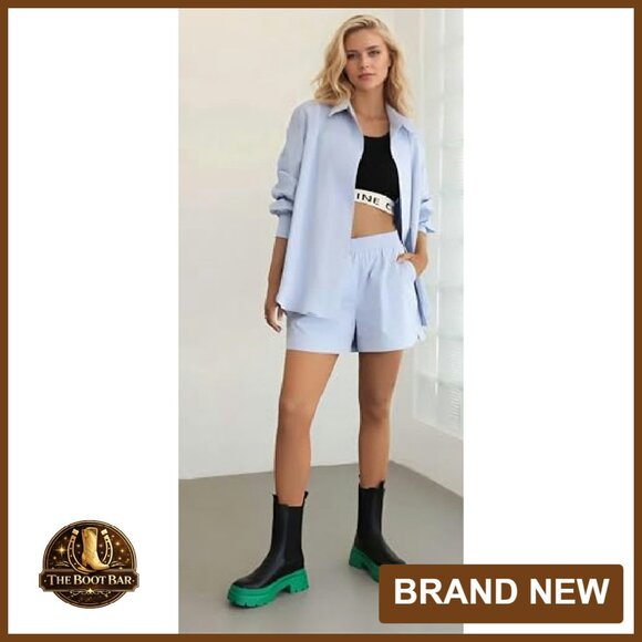 Women's Chelsea Ankle Boots Platform Chunky Pull On Booties Mid-Calf - Picture 4 of 8